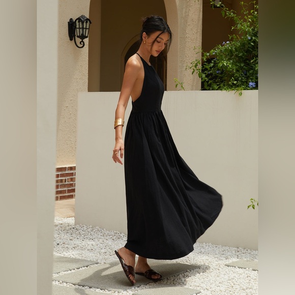 Commense‎ Solid Halter Long Dress black size XS - Picture 1 of 6